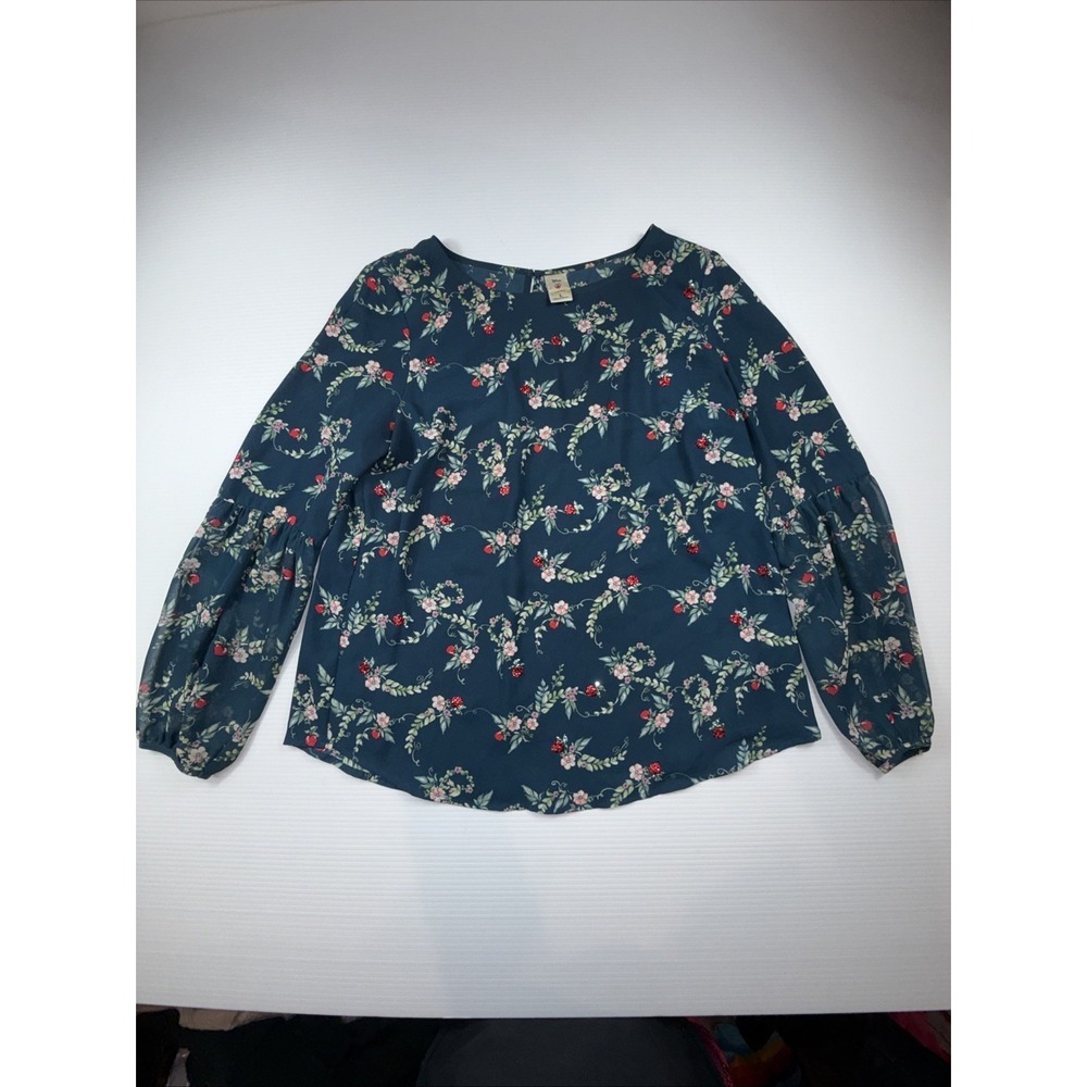 Disney Collection By Lauren Conrad Sheer Snow White Floral Blouse Sequins Size L